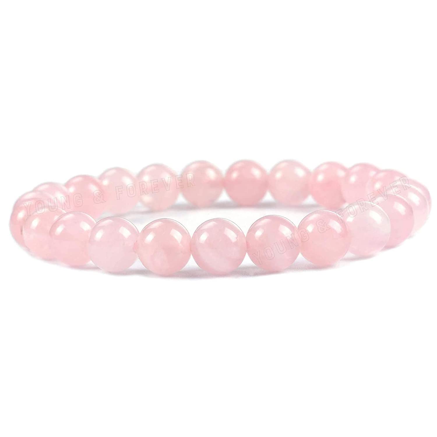 Divinity Crystals Rose Quartz Gemstone Bracelet for Reiki Healing and Chakra Balance - 8mm Round Shape Beads Default Title